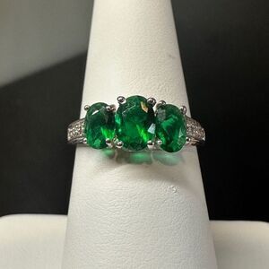 Chrome diopside and sterling silver ring with diamond accents!